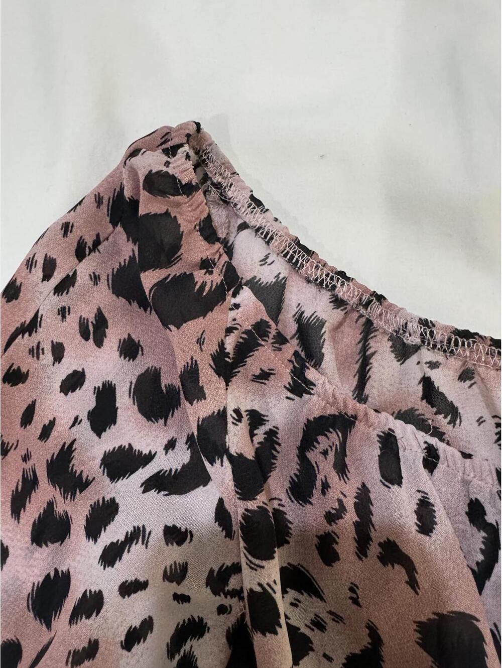 Vintage 90s Forenza Pink Leopard Print Denim Corset Blouse Top Size 10 - Picture 4 of 9